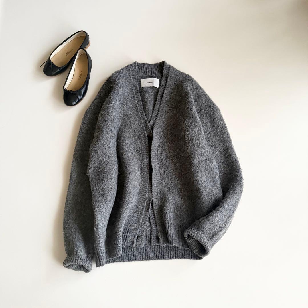 23AW 【トゥデイフル】Brashed Vneck Cardigan グレー