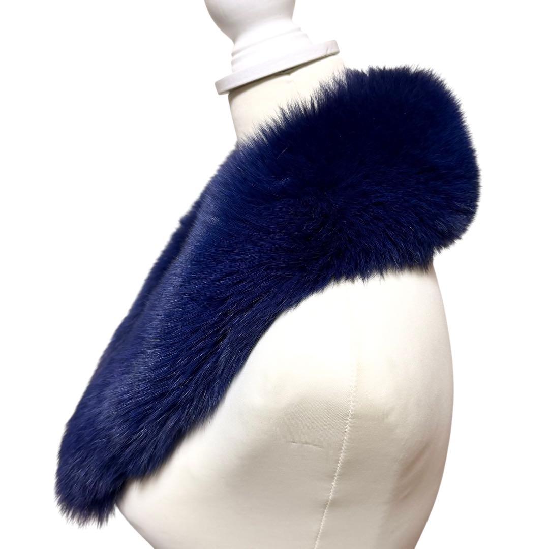 極美品✨SAGA FURS 染色ブルーフォックス リアルファー 本毛皮 ショール