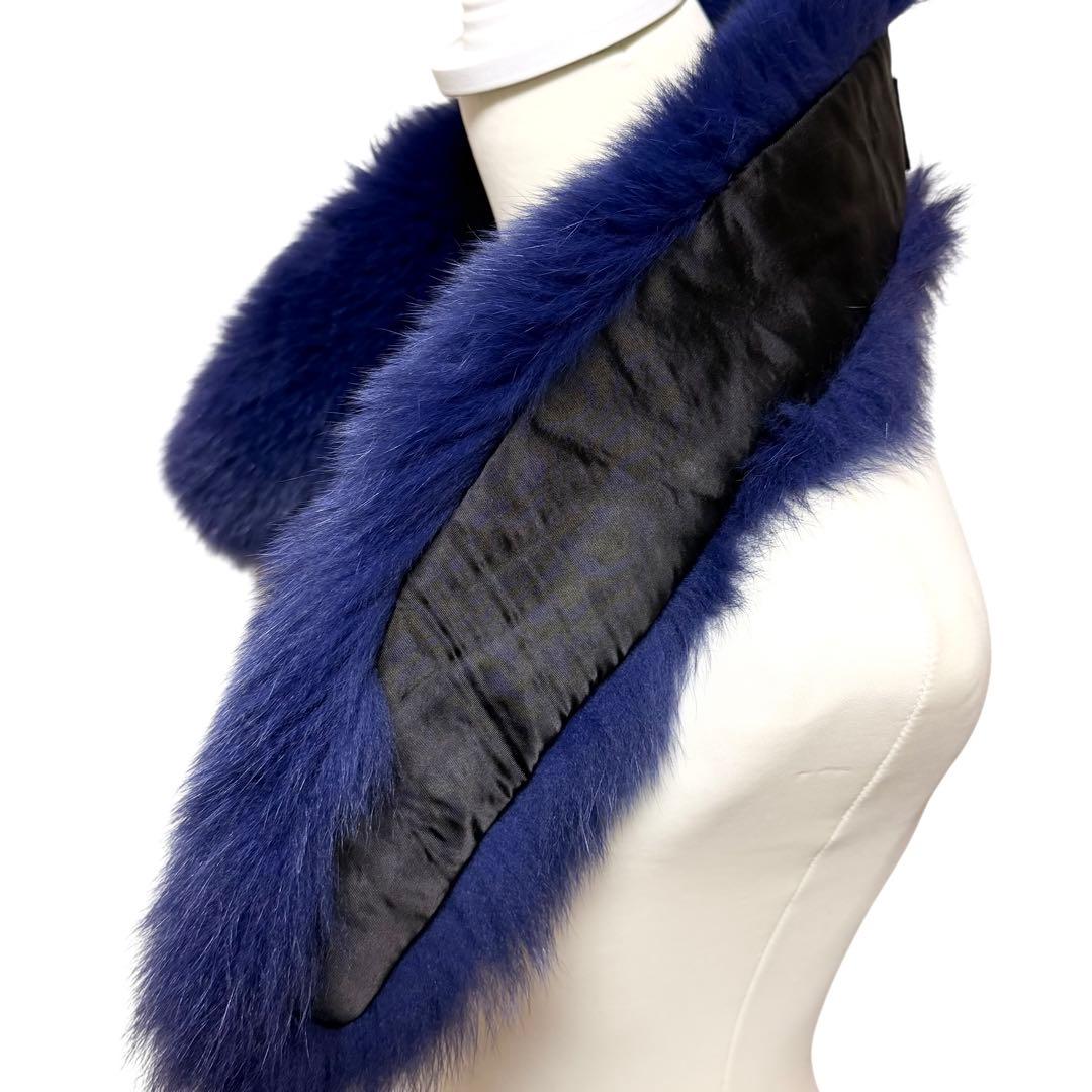 極美品✨SAGA FURS 染色ブルーフォックス リアルファー 本毛皮 ショール