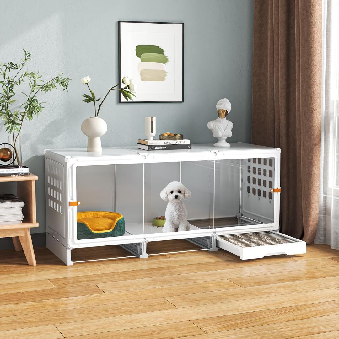 【新品】Topzoo 犬用ケージ 引き出し式トイレ付き 121cm